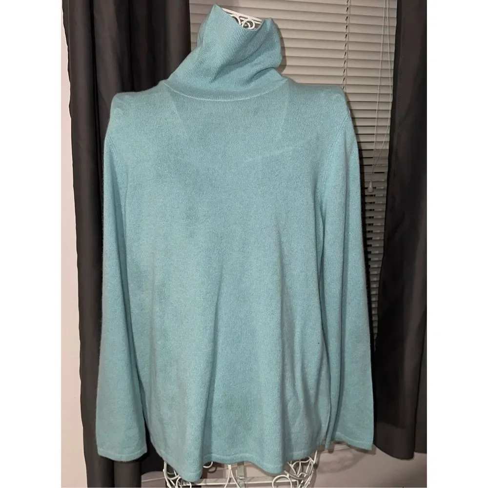 Beautiful Pendleton Womens 100% cashmere  Turtleneck Sweater Blue Size XLarge Go